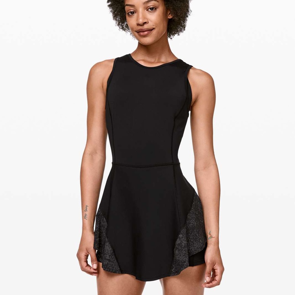 Lululemon Serene Stride Dress in Black size 14 Tennis Dress with shorts under